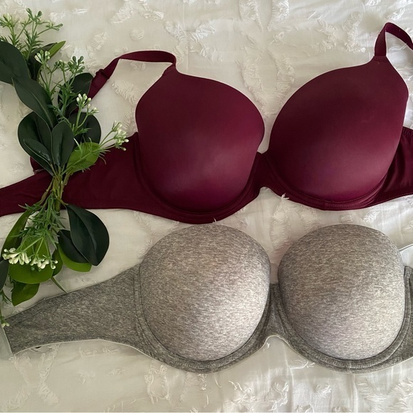 SOLD Victoria’s Secret PINK 36DD‎ Bra Set Red & Grey - Picture 2 of 12